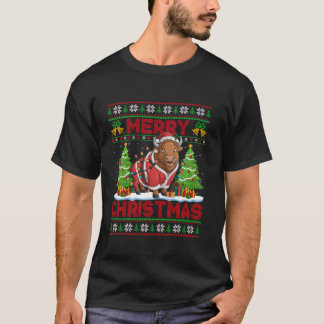 Bison Xmas Tree Lights Ugly Santa Bison Christmas  T-Shirt