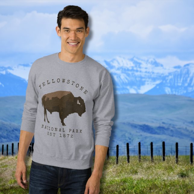 Bison Yellowstone National Park Established Dated Sweatshirt (Creator Uploaded)