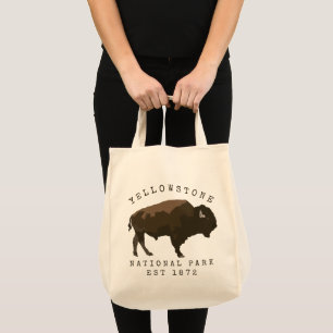 Bison Yellowstone National Park Established Dated Tote Bag