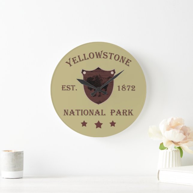 Bison Yellowstone National Park Large Clock (Home)