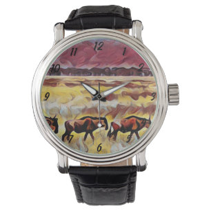 Bisons Home On The Range Pop Art, Mens Wristwatch