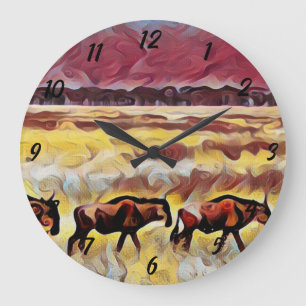 Bisons Home On The Range Pop Art, Round Clock