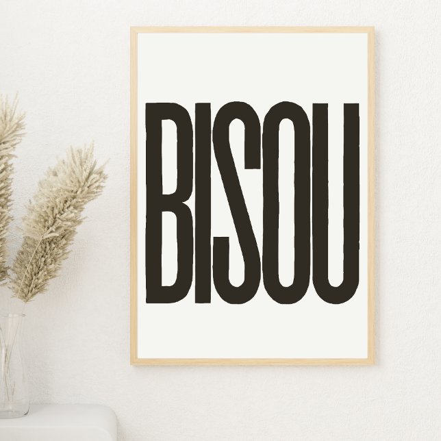 "Bisou" Kiss in French White and Black Print (Creator Uploaded)