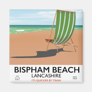 Bispham Beach Lancashire seaside poster Magnet