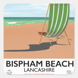 Bispham Beach Lancashire seaside poster Square Sticker