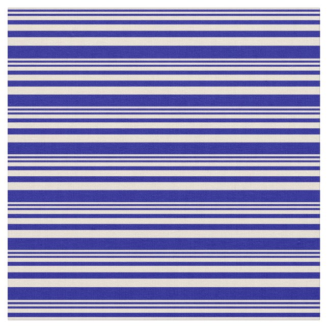 Bisque and Dark Blue Coloured Pattern Fabric (Close Up)