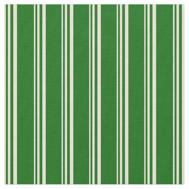 Bisque and Dark Green Coloured Stripes Fabric (Close Up)