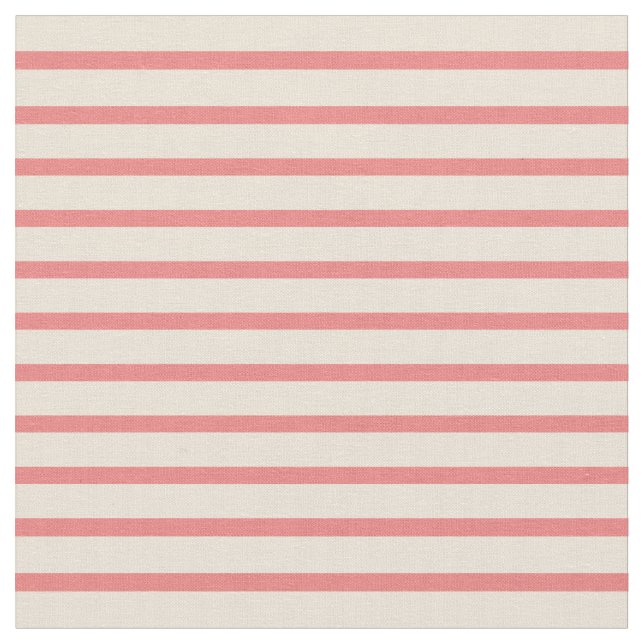 Bisque and Light Coral Coloured Stripes Fabric (Close Up)