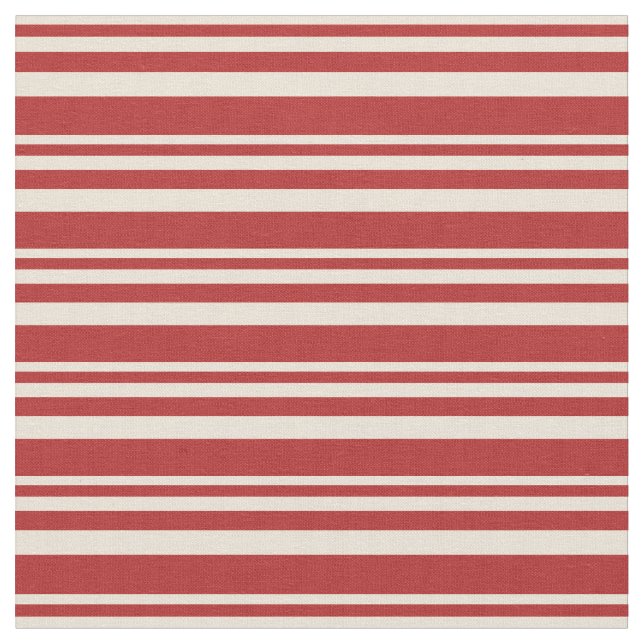 Bisque and Red Striped/Lined Pattern Fabric (Close Up)