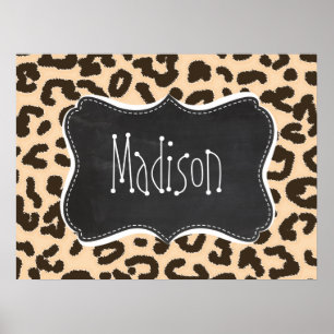 Bisque Colour Leopard Print; Retro Chalkboard Poster