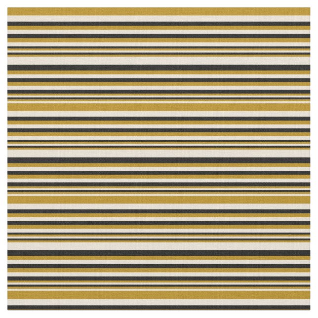 Bisque, Dark Goldenrod & Black Coloured Lines Fabric (Close Up)