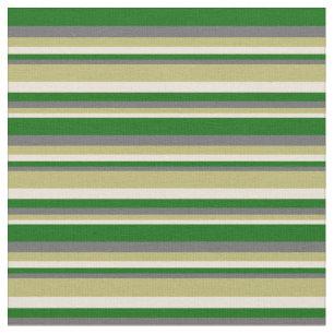 Bisque, Dark Khaki, Dim Grey & Dark Green Lines Fabric