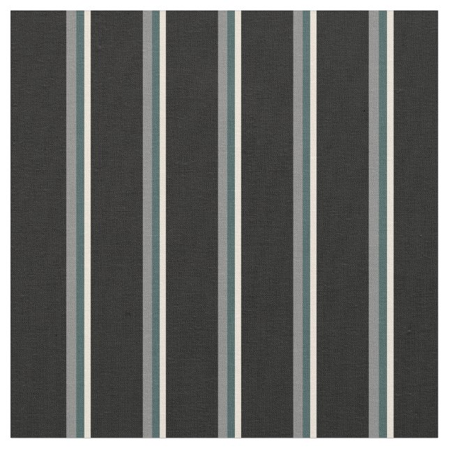 Bisque, Dark Slate Gray, Grey, and Black Stripes Fabric (Close Up)