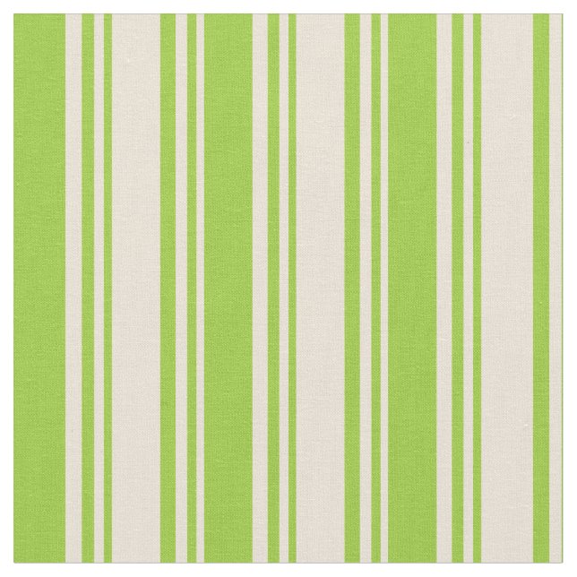 Bisque & Green Coloured Striped Pattern Fabric (Close Up)