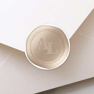 Bisque Sand Wax Seal Monogram Wedding Stickers