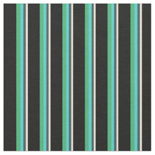 Bisque, Slate Grey, Turquoise, Sea Green & Black Fabric