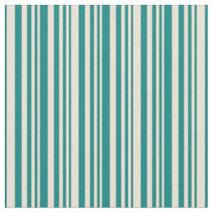 Bisque & Teal Coloured Striped Pattern Fabric