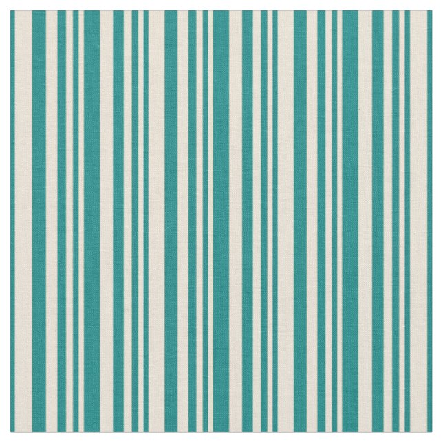 Bisque & Teal Coloured Striped Pattern Fabric (Close Up)