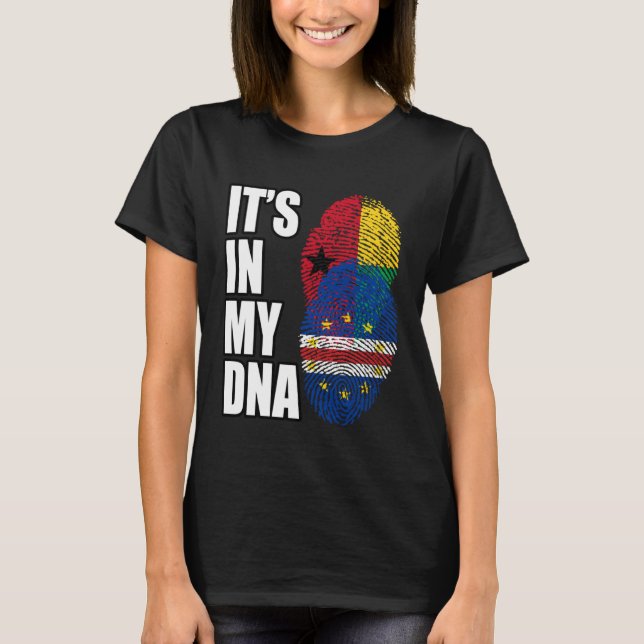 Bissau Guinean And Cabo Verdean Mix DNA Flag Herit T-Shirt (Front)