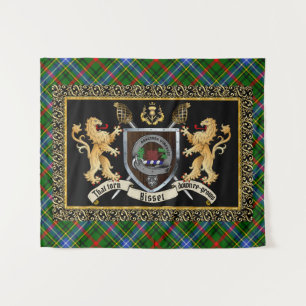 Bisset Clan Badge & Motto w/Lions Tapestry