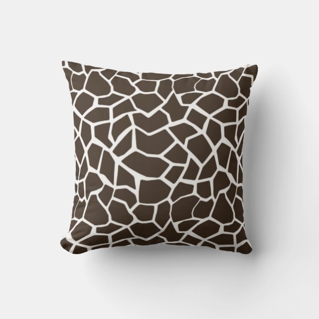 Bistre Brown Giraffe Animal Print Cushion (Front)