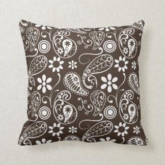 Bistre Brown Paisley Cushion
