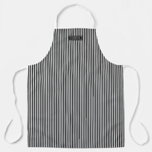 Bistro Foodie Black And White Café Stripe Pattern Apron