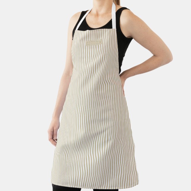 Bistro Foodie Natural Café Stripe Pattern Apron (Insitu)