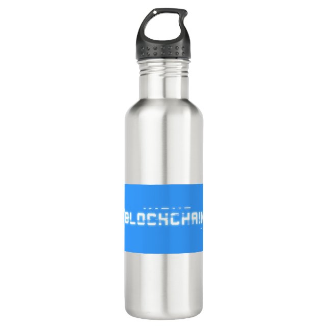 Bit glitch blockchain 710 ml water bottle (Front)