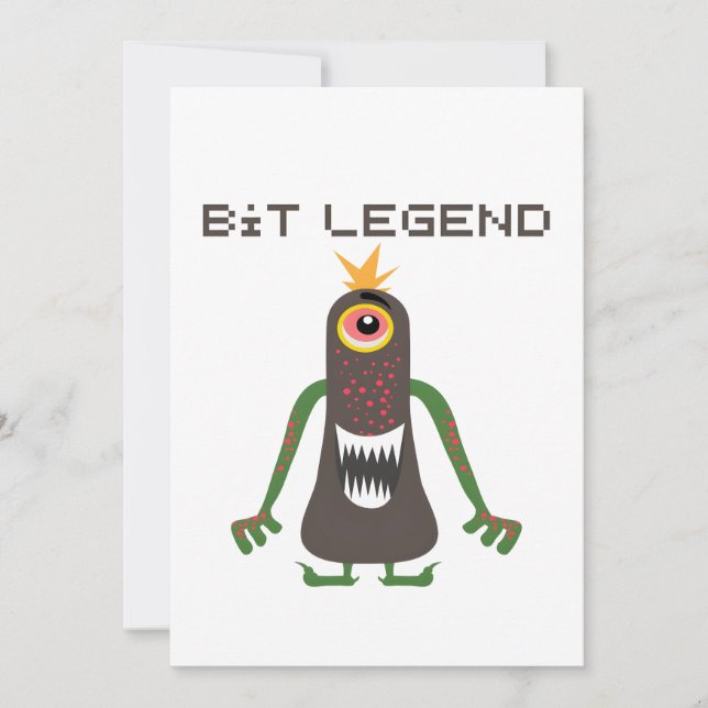 Bit Legend Pixel Monster Funny Retro Gaming Invitation (Front)