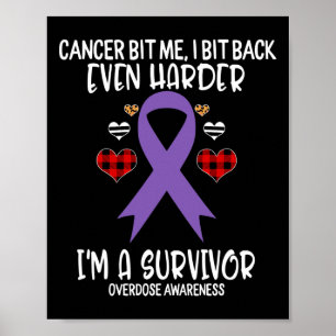 Bit Me I Bit Harder I'm Survivor Awareness Ribbon Poster