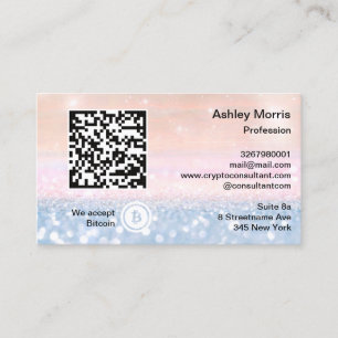Bit Me QR Code We Accept Bitcoin Blue Ombre Business Card