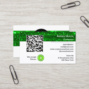 Bit Me QR Code We Accept Bitcoin Green Economy Business Card