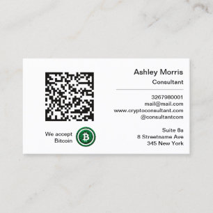 Bit Me QR Code We Accept Bitcoins Consultant Logo Business Card