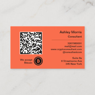 Bit Me QR Code We Accept Bitcoins Consultant Orang Business Card