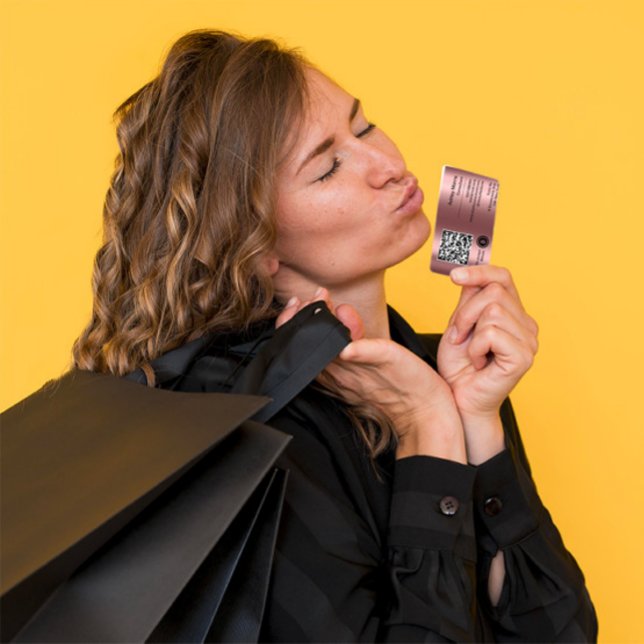 Bit Me QR Code We Accept Bitcoins Custom Blush Business Card (Creator Uploaded)