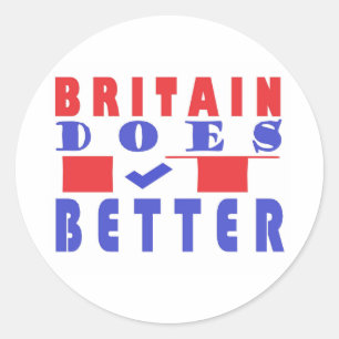 BITAIN DOES IT BETTER WORD PATTERN POSTER CLASSIC ROUND STICKER