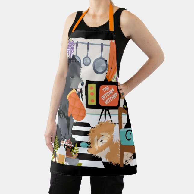 BITCHEN KITCHEN cute dog cooking grooming garden Apron (Insitu)