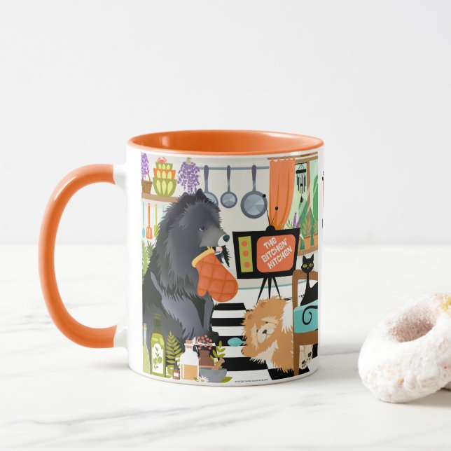 BITCHEN KITCHEN measure 1 1/2 cups dog cute mug (With Donut)