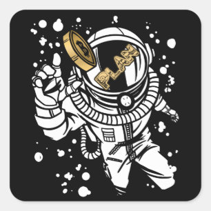 Bitcoin Сryptocurrency Plan B Astronaut Square Sticker
