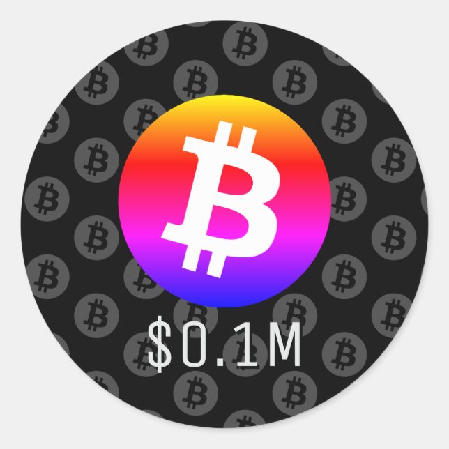 Bitcoin $0.1M ($100K) One Million Classic Round Sticker (Front)