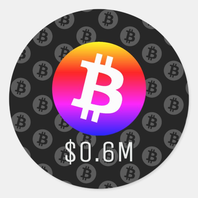 Bitcoin $0.6M ($600K) One Million Classic Round Sticker (Front)