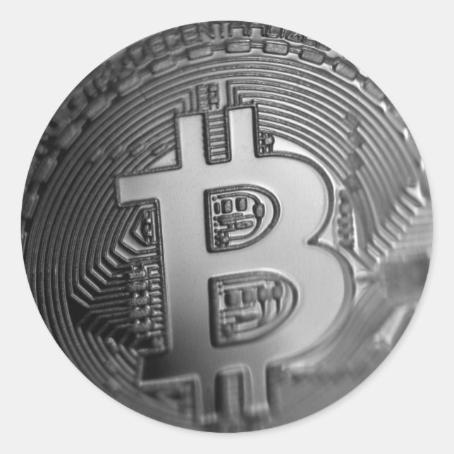 Bitcoin 16 classic round sticker (Front)