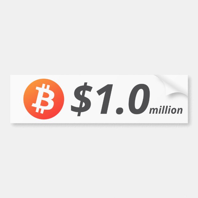 Bitcoin $1.0M ($1,000,000) One Million Bumper Sticker (Front)