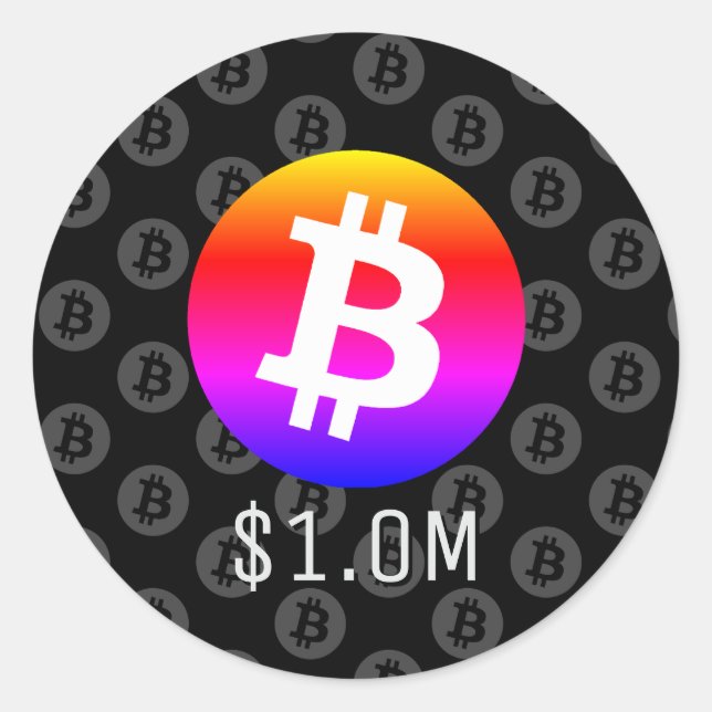 Bitcoin $1.0M ($1,000,000) One Million Classic Round Sticker (Front)