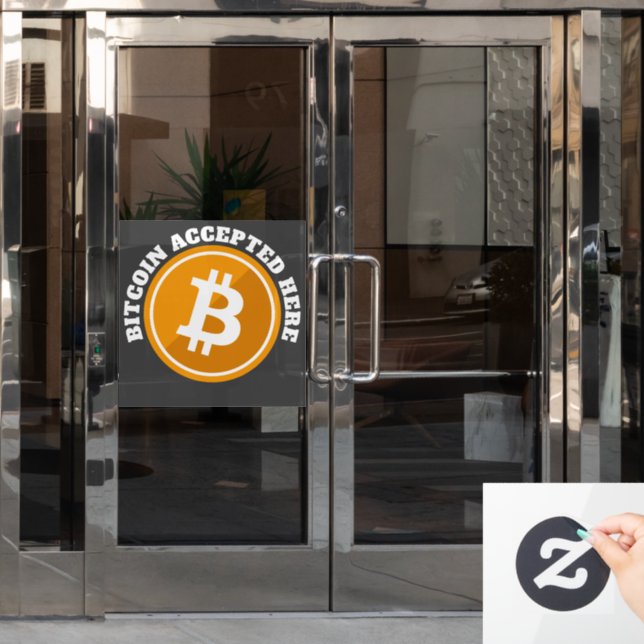 Bitcoin Accepted Here - digital cryptocurrency (Office Door)