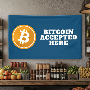 Bitcoin Accepted Here - digital cryptocurrency Banner