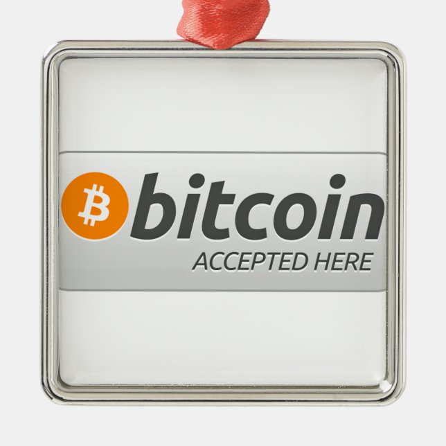 Bitcoin accepted here! metal ornament (Front)