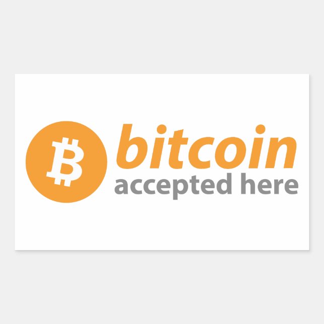 Bitcoin Accepted Here Rectangle Stickers (Front)