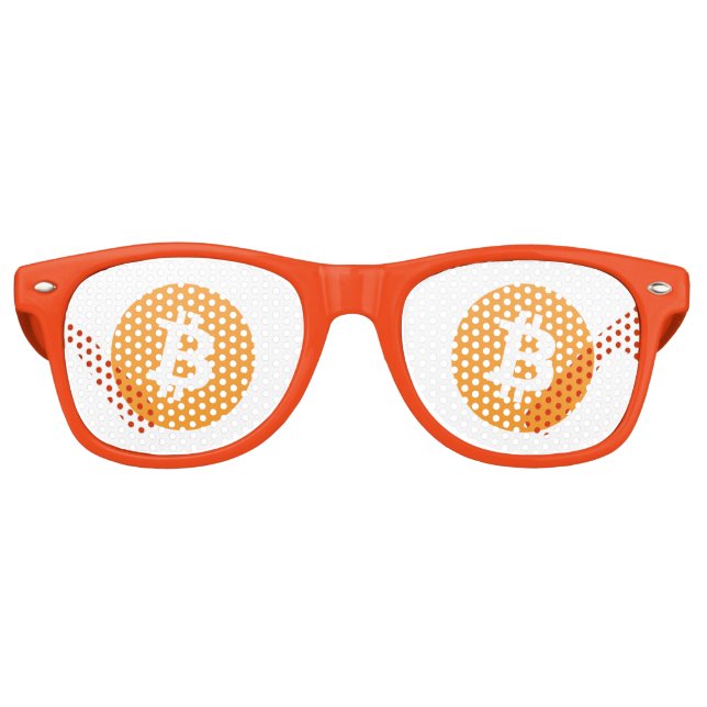 Bitcoin Adult Retro Party Shades, White Retro Sunglasses (Front)